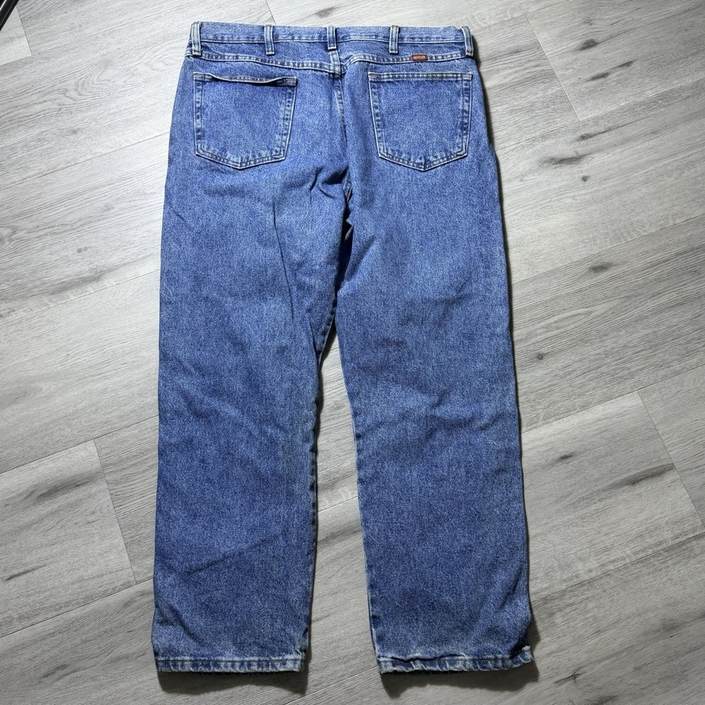 VTG Rustler Jeans 38x29 Blue Denim USA Fabric Relaxed Fit Straight Leg Work Pant - Picture 7 of 7